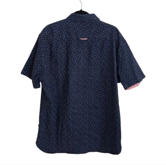 7 Diamonds Night Shift Short-sleeved Button-down Navy/White/Pink Shirt XXL - Picture 2 of 8